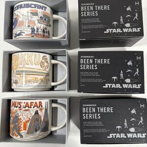 Star Wars Disney 2023 Starbucks Been There 3 Mug Set : Jakku Coruscant Mustafar